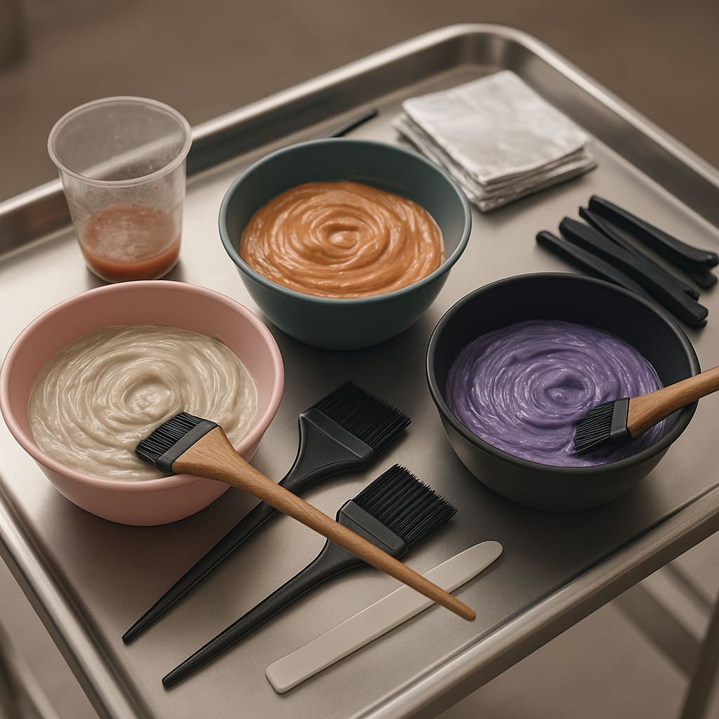 Hair colour mixing tools in salon